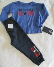 Converse All Star Toddler Boy 2 Piece Set Long Sleeve T, Sweat Pants SZ 24M NWT