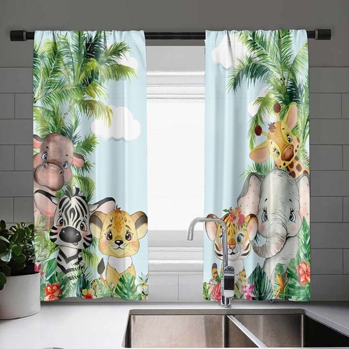 2 Panels 3D Rainforest Animal Curtains Window Drapes for Bedroom Living Room - Picture 5 of 39