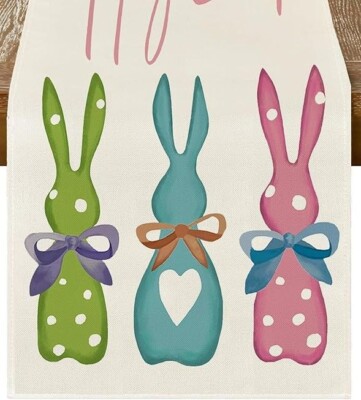 Tischläufer ''Happy Easter'', 33 x 183 cm, bunt Ostern, Hase (NEU/OVP) Deko