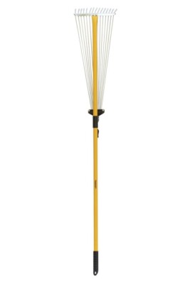 Lightweight 22'' Adjustable Width Steel Lawn Leaf Rake 15 Tines Aluminum Head