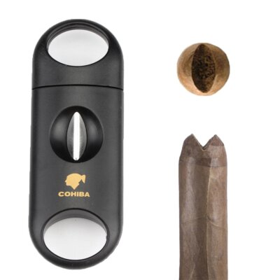 V-Cut Plastic Cigar Cutter Stainless Steel Black Cigar Clipper Sharp Scissors