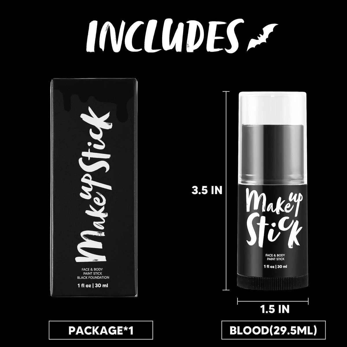 1 oz Black Face and Body Paint Stick, Paint Stick