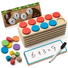Wooden Ten-Frame Set Math Manipulatives for Kindergarten Elementary 1st 2nd G...