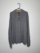 Brooks Brothers Gray 1/4 Button Pullover Sweater Lambswool Nylon Men's Size 2XL