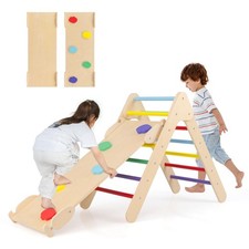 Pikler Triangle Set 3 in 1 Climbing Toys for Toddlers Wood Montessori Baby Ju...