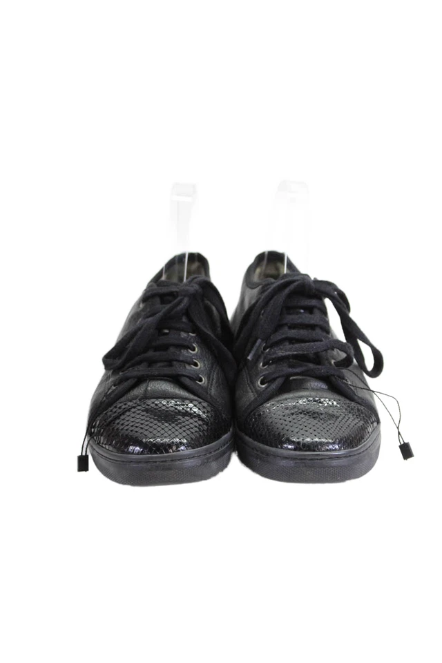 Lanvin Womens Leather Low Top Snakeskin Print Lace Up Sneakers Black Size 8 - Image 2 of 4