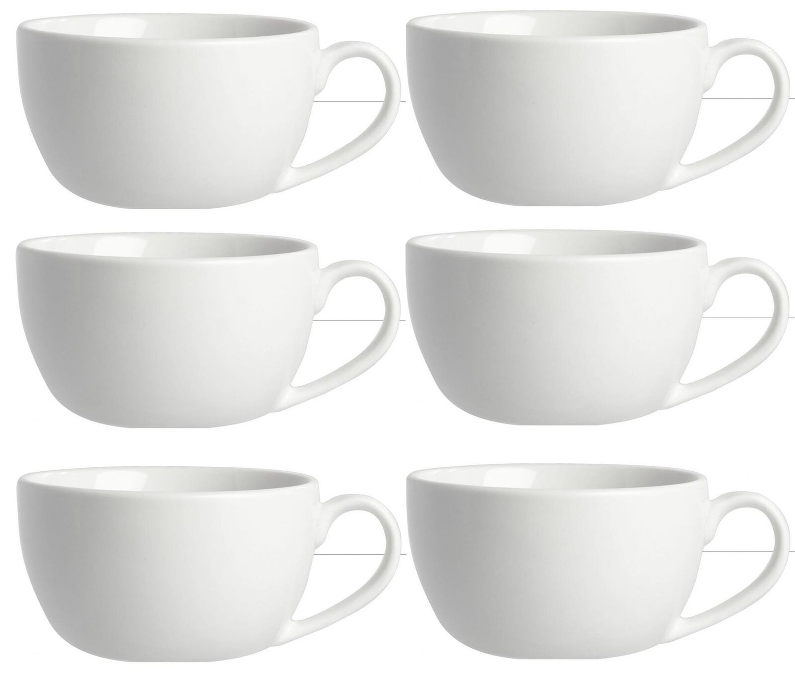 6 Large Cappuccino Cups White Porcelain Round Mug 12oz 35cl Hot Chocolate Coffee