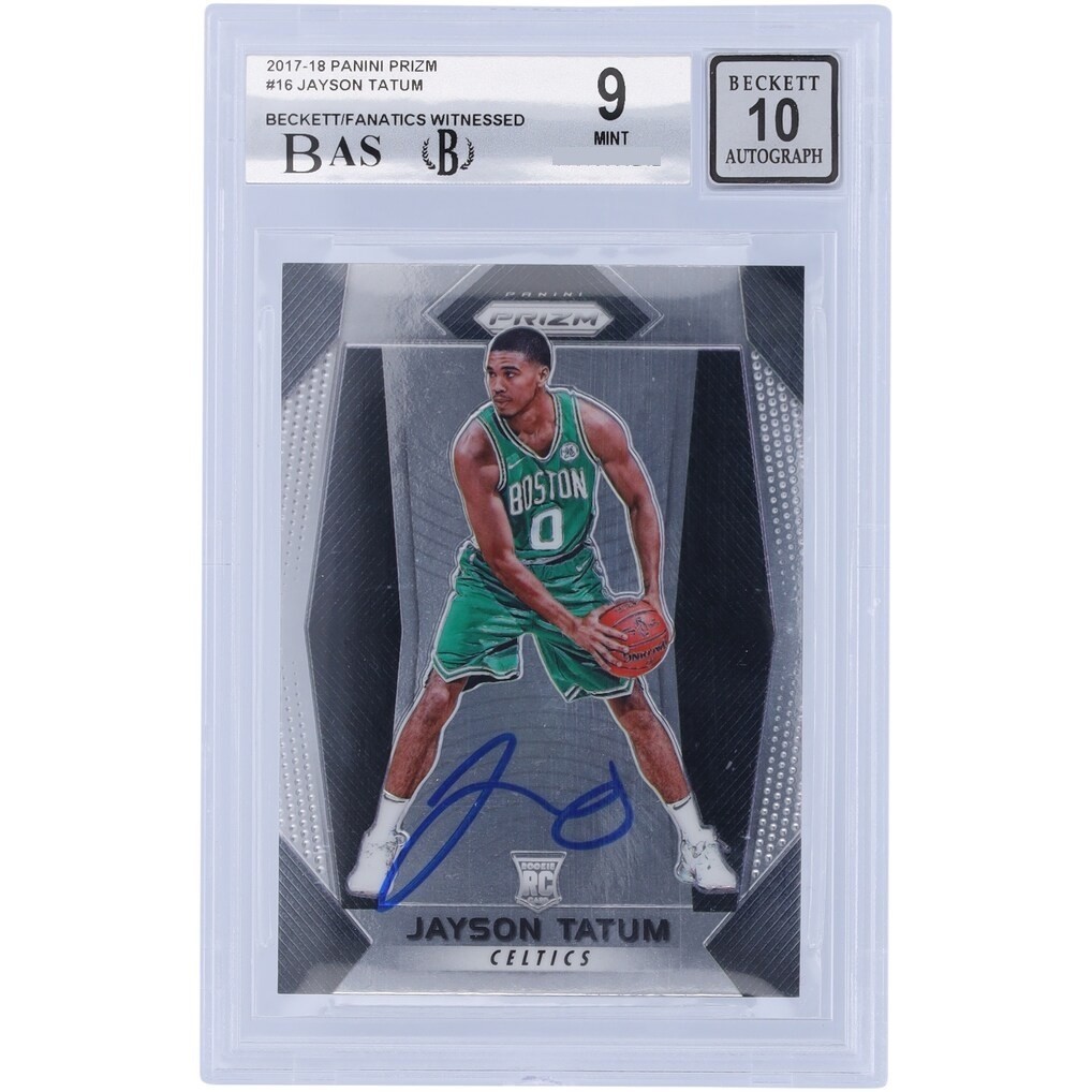 Jayson Tatum Panini Prizm #16 Rookie Autographed 2017-18 Beckett 9 Auto 10 RC