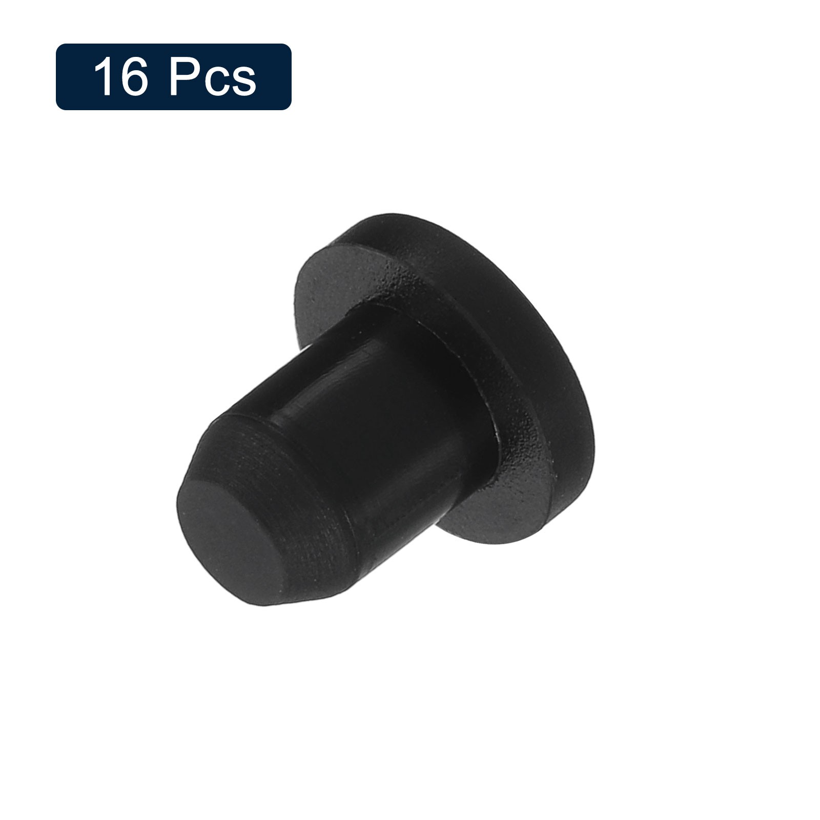 16pcs Black Rubber Stopper 6.3mm Plug Holes for 6mm/0.24" Hole