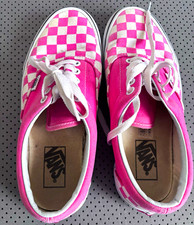 VANS Pink/White Checkerboard Canvas Lace-Up L...