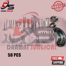 50 Pcs General Surgery Laparotomy Set Basic Surgical Instruments Kit Complete