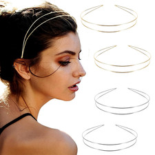 Elegant 4 Pack Gold Metal Thin Hairbands. Elastic Hair Bands for Teens  Women I