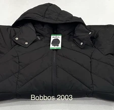 Bench Women's Hooded Long Puffer Coat Jacket, Black, Size XL