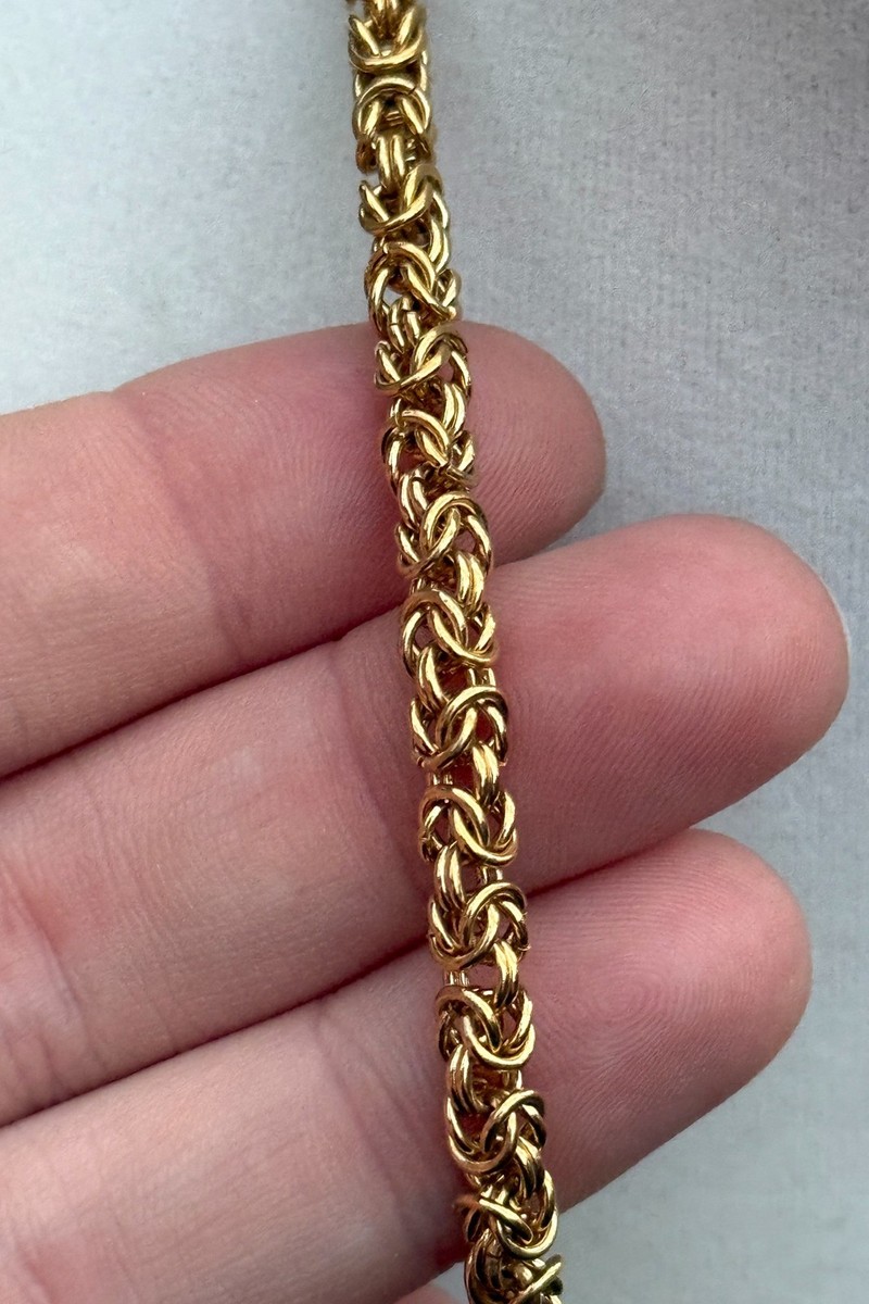 Vtg Givenchy Gold Tone Byzantine Style Chain Necklace w/ Foldover