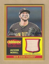 2025 Topps Heritage JACKSON MERRILL #CCR-JME GOLD Clubhouse Relic 93/99 Padres
