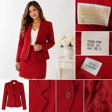 Pendleton US made Vintage Skirt Suit Women 14 Red Virgin Wool Blazer Skirt Set