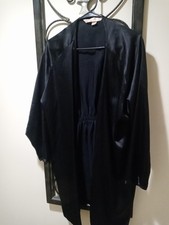 Victoria's Secret Short Silky Black Robe With Belt One Size Fits All Long Sleeve