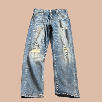 Pilcro Jeans Womens Size 29 Blue Distressed Patchwork Straight Leg Stretch