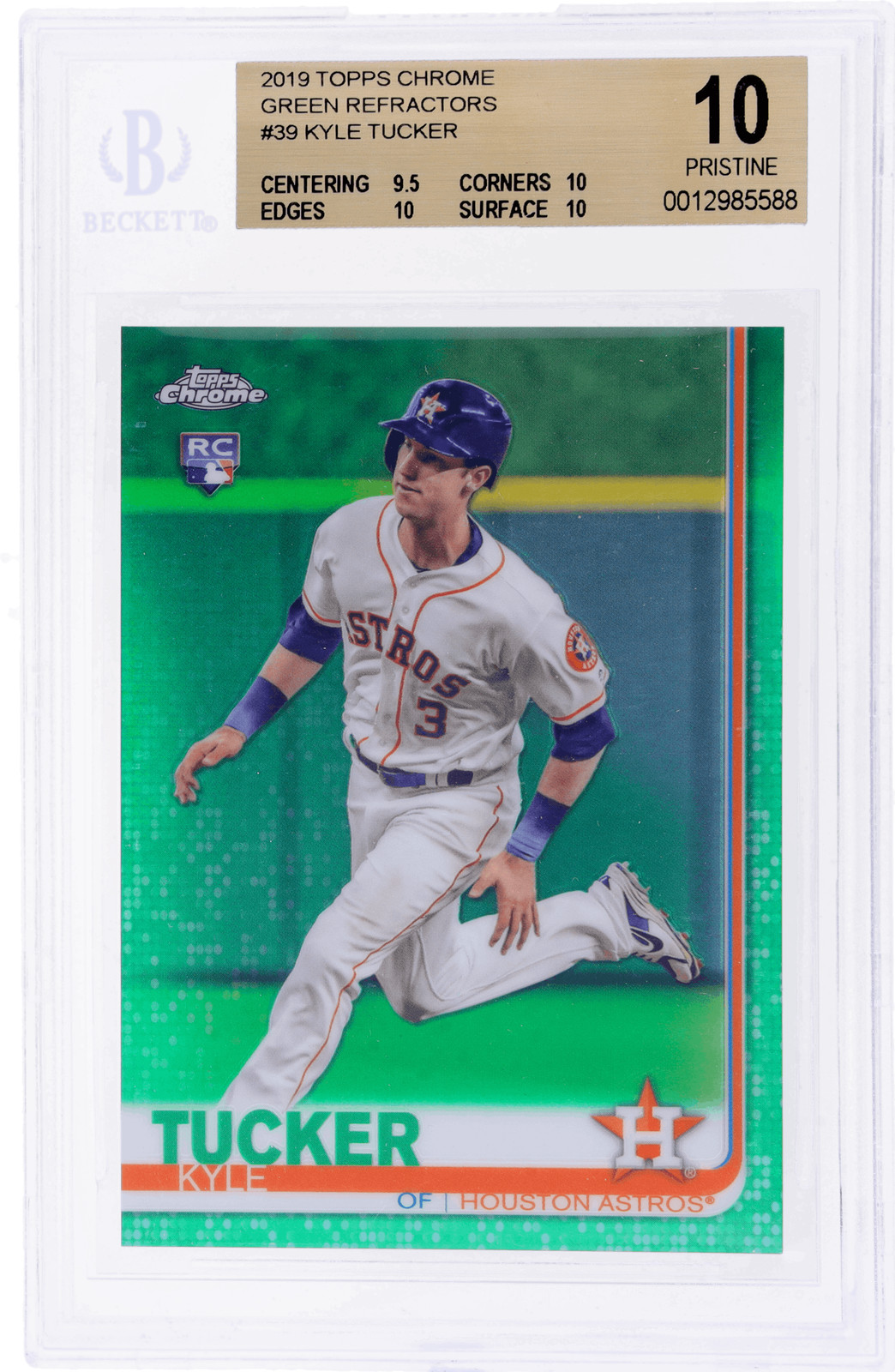 2019 Topps Chrome Kyle Tucker Green Refractor #39 /99 BGS 10