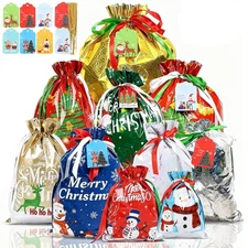 Christmas Gift Bags 38PCS Drawstring Gift Bags with Tags, Assorted Sizes from...