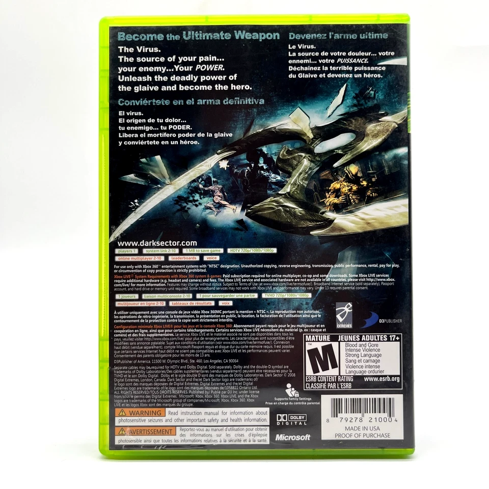 Dark Sector Microsoft Xbox 360 2008 CIB Complete - Image 3 of 3