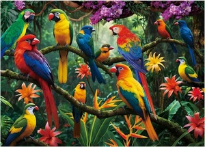 Jigsaw Puzzles for Adults 1000 Piece Jungle Parrots Puzzles with Letters on Back