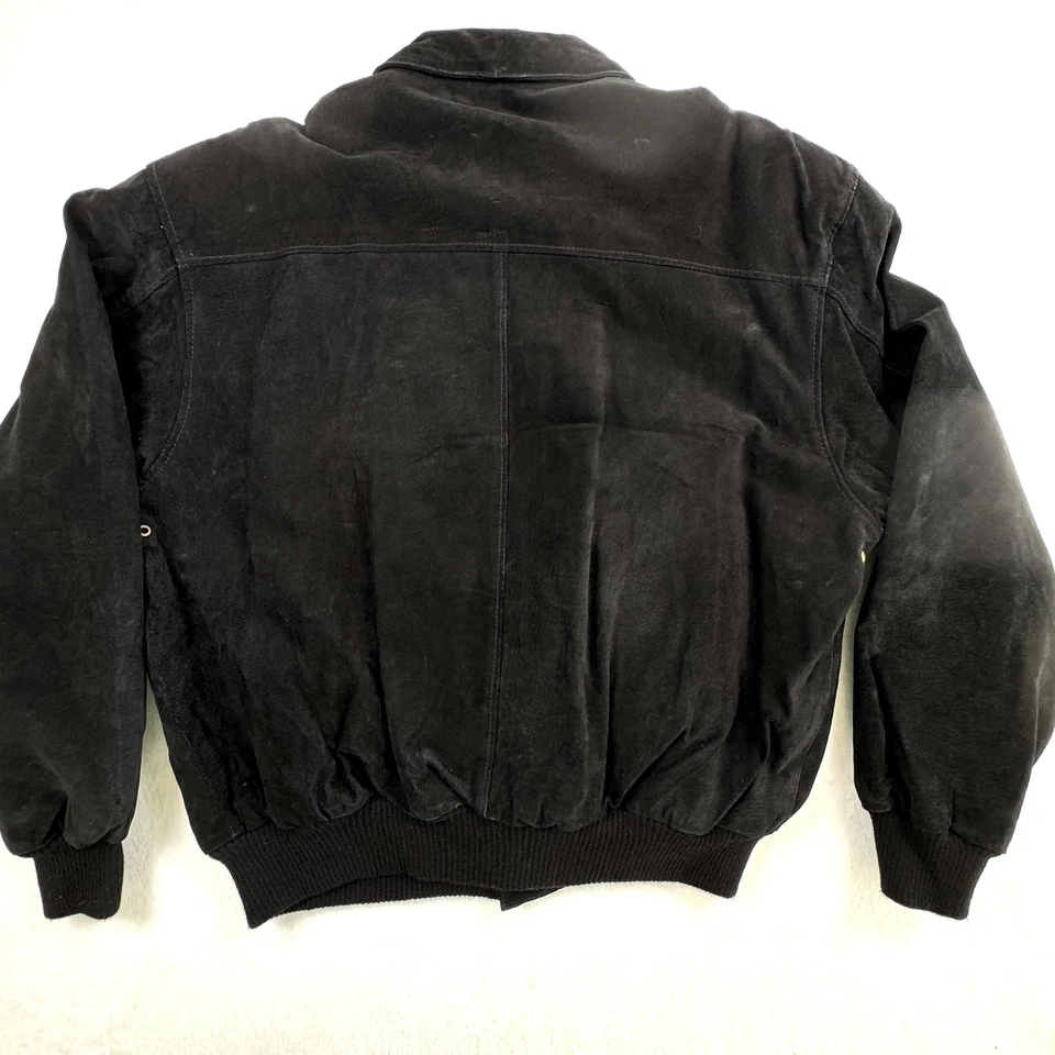Chaqueta de Cuero G-III Para Hombre Grande Negra Gamuza Bombardero Cremallera Snap Tormenta Solapa Bolsillos Foto 2 de 4