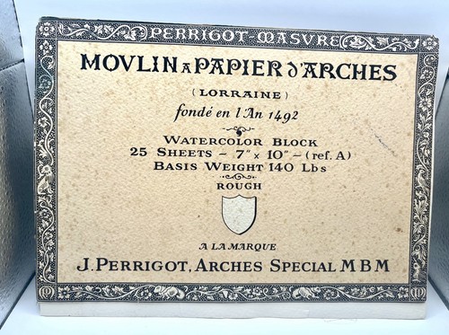 Watercolor Block Movlin a Papier J'Arches 12 sheets Vintage 7"x10" 140Lbs Rough
