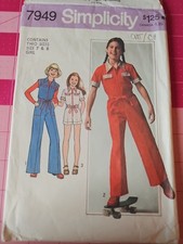 Simplicity Pattern 7949 Jumpsuit Overalls Girls Hippie Era Sizes 7  8 Cut on 8