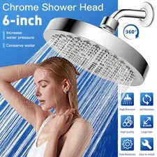 6 Inch High Pressure Rain Shower Head Angles Adjustable Replacement for Bathroom