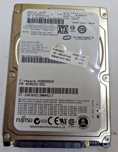 FUJITSU *MHZ2250BH* 250 GB * SATA HDD Notebook 2,5 Zoll #NFP1596