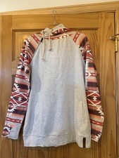 Ampersand Avenue Hoodie Size L - Double hood - Pinks/grays - Aztec Design