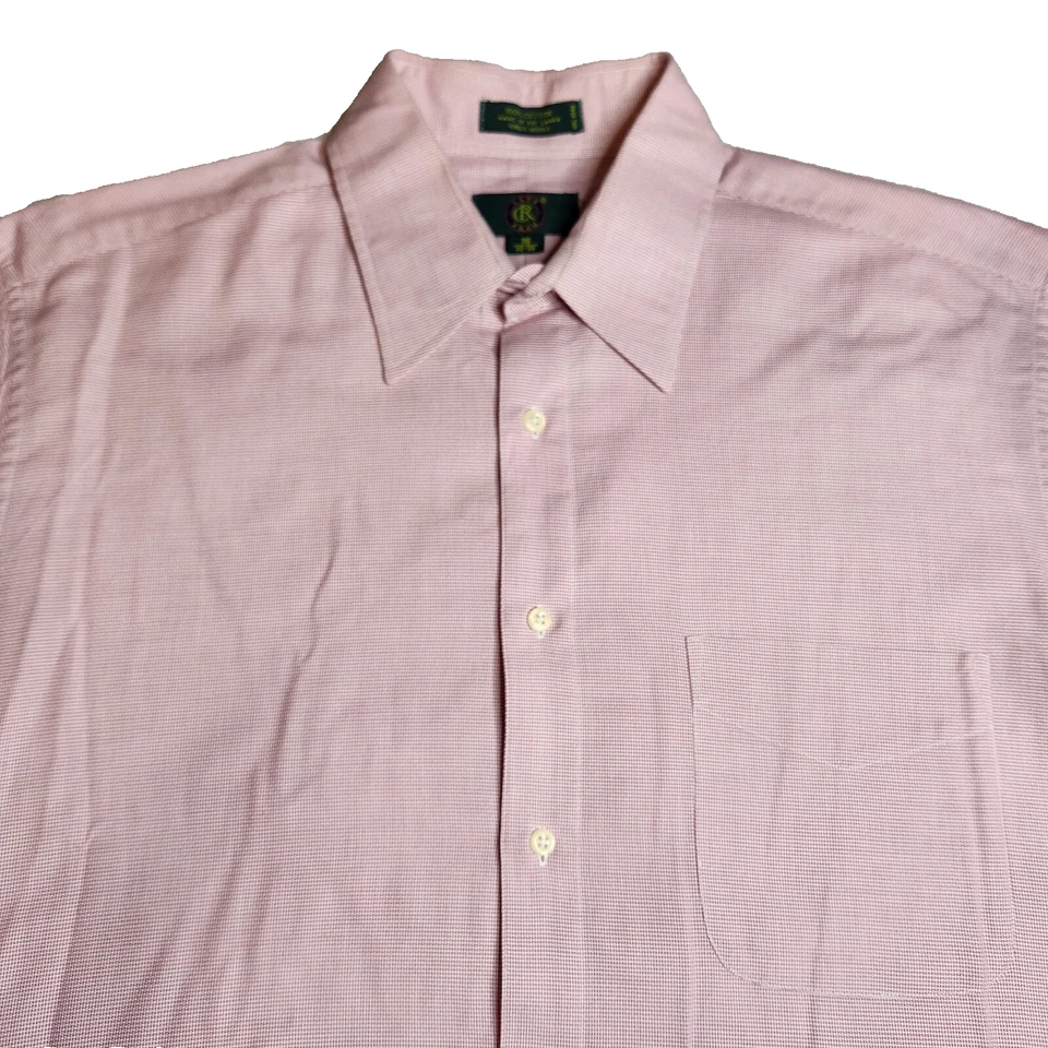 Camisa de vestir Club Room para hombre talla 16x32/33 rosa bolsillo abotonado manga larga usada en excelente estado Foto 2 de 4