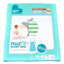 Love to Dream Nuzzlin Baby Sleep Bag Sack 18-36M White 0.2 TOG Stage3 Extra Lite
