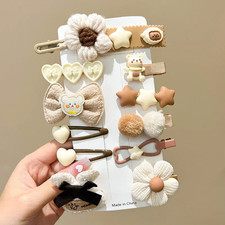14-8Pcs/Set Candy Color Cartoon Bowknot Flower Hair Clips Baby Girls Yellow Pink