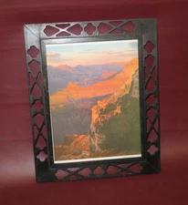 Vintage 15.5" Tall Black Pierced Wood Framed Grand Canyon at Sunset Photo Print