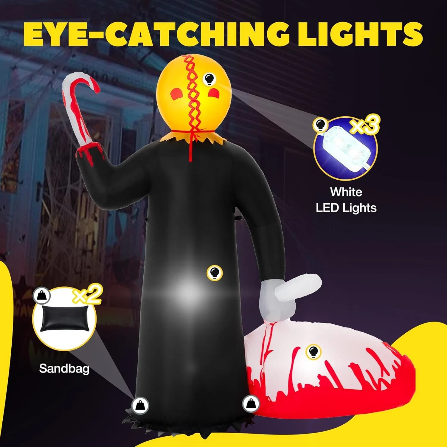 Halloween Inflatables Ebay 6 FT Halloween Inflatables Outdoor Decorations,Bent Hook Reaper Blow up ...