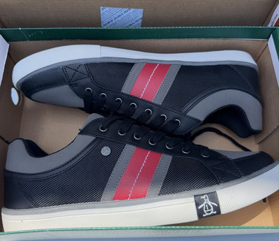 Penguin by Munsingwear PCOU100-3 Court Sneakers Canvas Comfort Black Gray Red 11