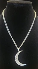 Brighton Cosmos Crescent Moon W/ Crystals Silver Tone 30"-33"Adj Inch Necklace