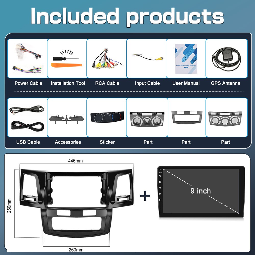 For Toyota Fortuner Hilux 2005-2014 Carplay Car Radio Android 15 GPS WiFi SWC BT