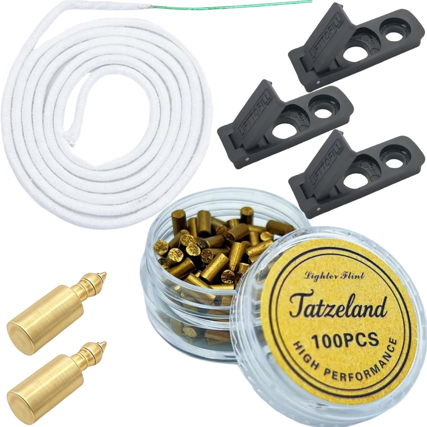 Lighter Flints and Wick Set - Inculdes (100Pcs Flint Stones, 40'' Cotton Wick...