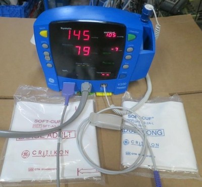 GE Dinamap CareScape V100 Vital Signs Monitor Nellcor SpO2 Temp Printer