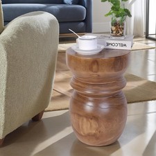 Handcrafted Tree Stump Accent Table 15.75" H