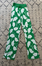 Target DVF Diane Von Furstenberg XXS Green Ginkgo Leaf Knit Pants High Waisted