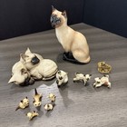 Vtg Set Of 2 Royal Doulton Siamese Cat Figurines + 8 Minis Some Hagen-Renaker