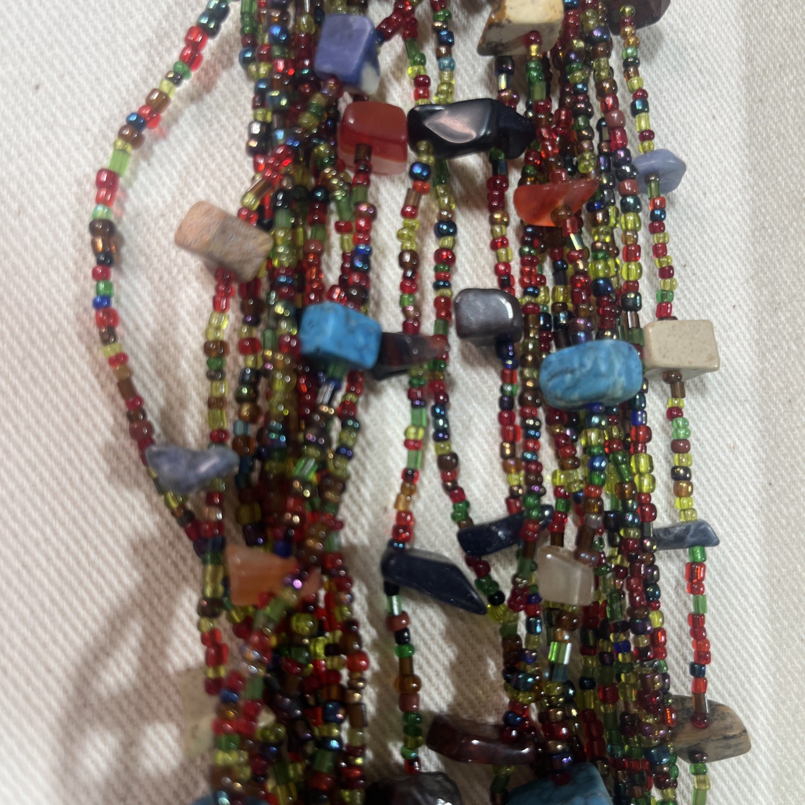 Signed EsMor Multicolor Beaded Statement Necklace… - image 12