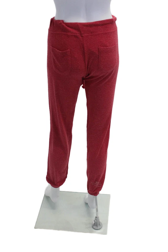 Peace Love World Womens Mid Rise Drawstring Logo Knit Jogger Pants Red Size XS - Image 3 of 4