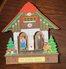 GERMAN Indoor Barometer Weather House w/ Accurate Thermometer * Vintage