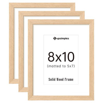 8x10 Picture Frame Set of 3, Natural Solid Wooden Picture Frames, Display 5x7...