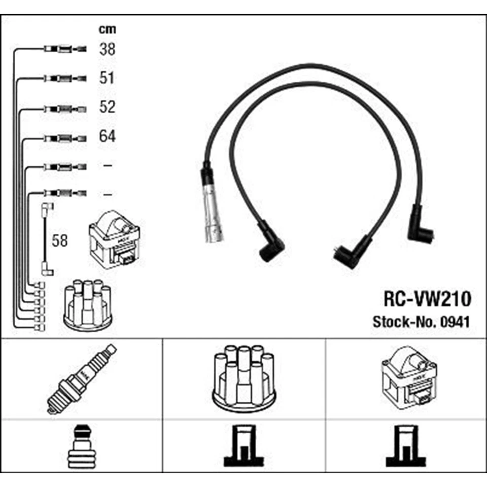 NGK Allumage + Bougies D'Allumage Convient pour Audi 80 B2 VW Golf II 1.3 + 1.6 - Photo 3/3